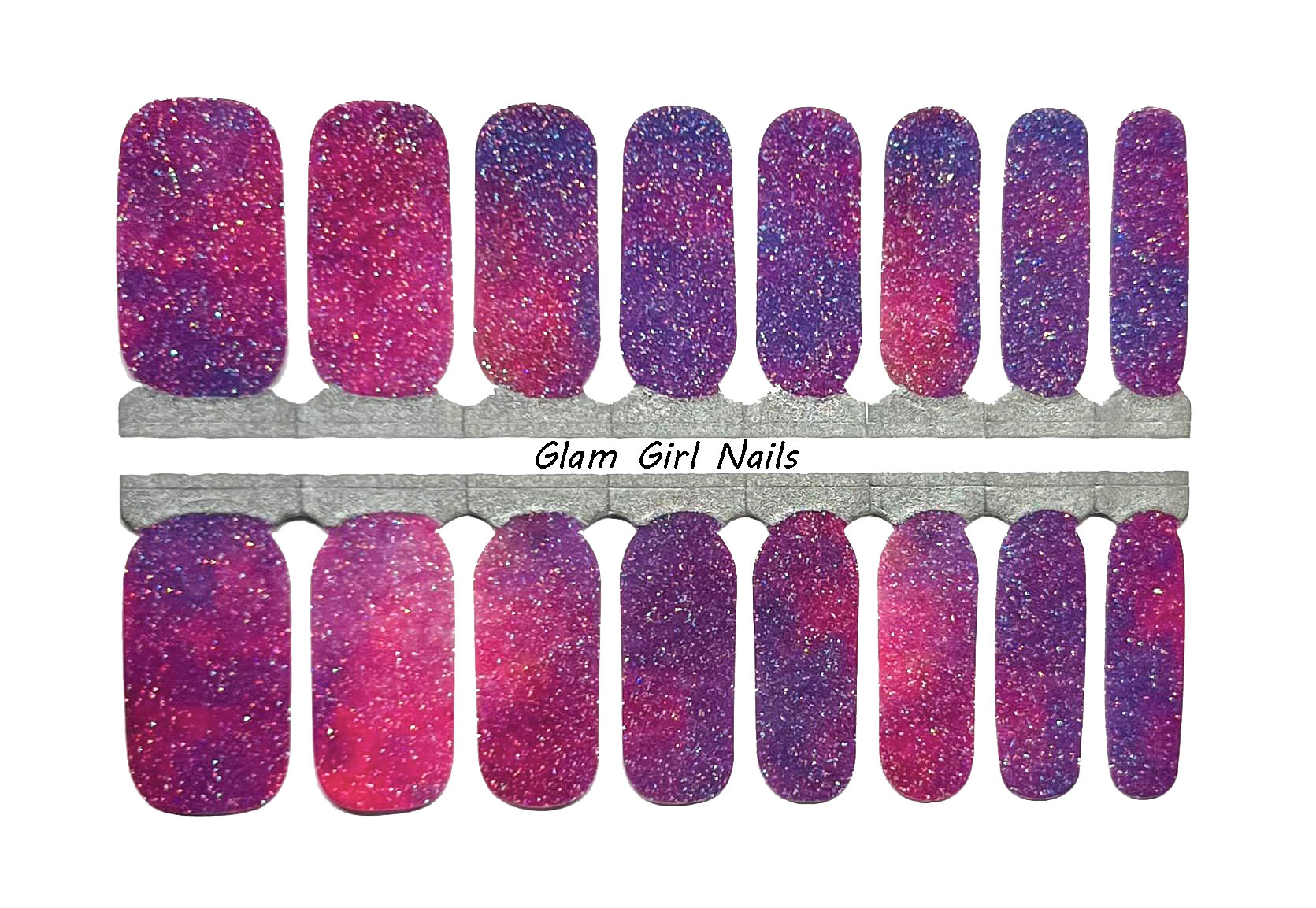 Purple And Pink Ombre Sparkle Nail Polish Wraps Glam Girl Nails